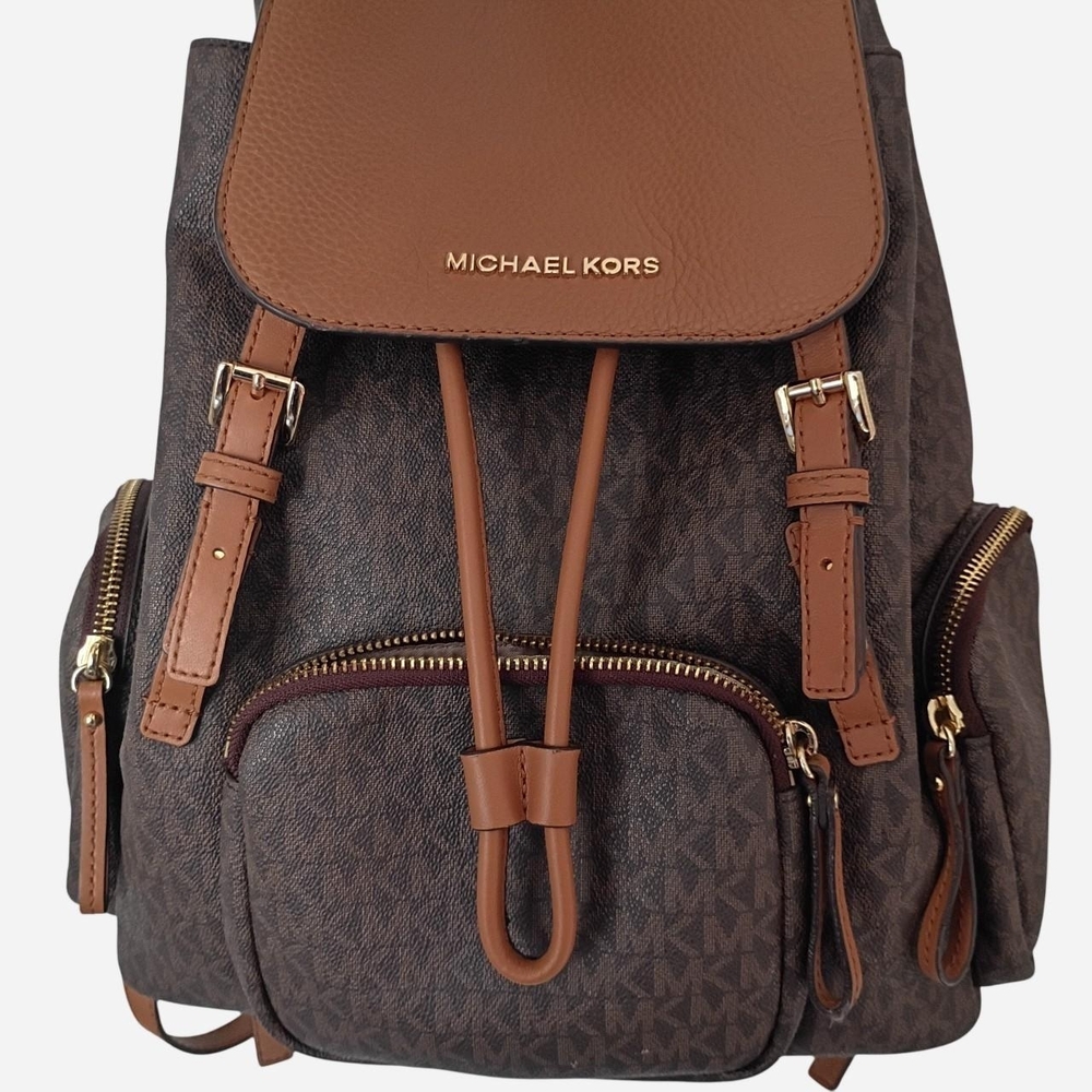 Michael Kors Brown Logo Drawstring Backpack with … - image 1
